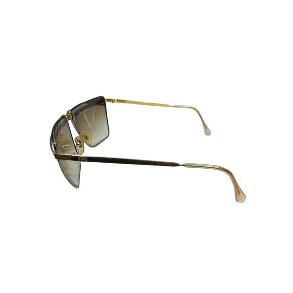 Laura Biagiotti T60 Gold Sunglasses Textured Brow Bar Gradient Lenses Vintage main image 5